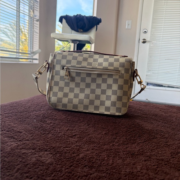 Authentic Louis Vuitton Cream and Blue Checkered Crossbody Bag - Picture 8 of 8